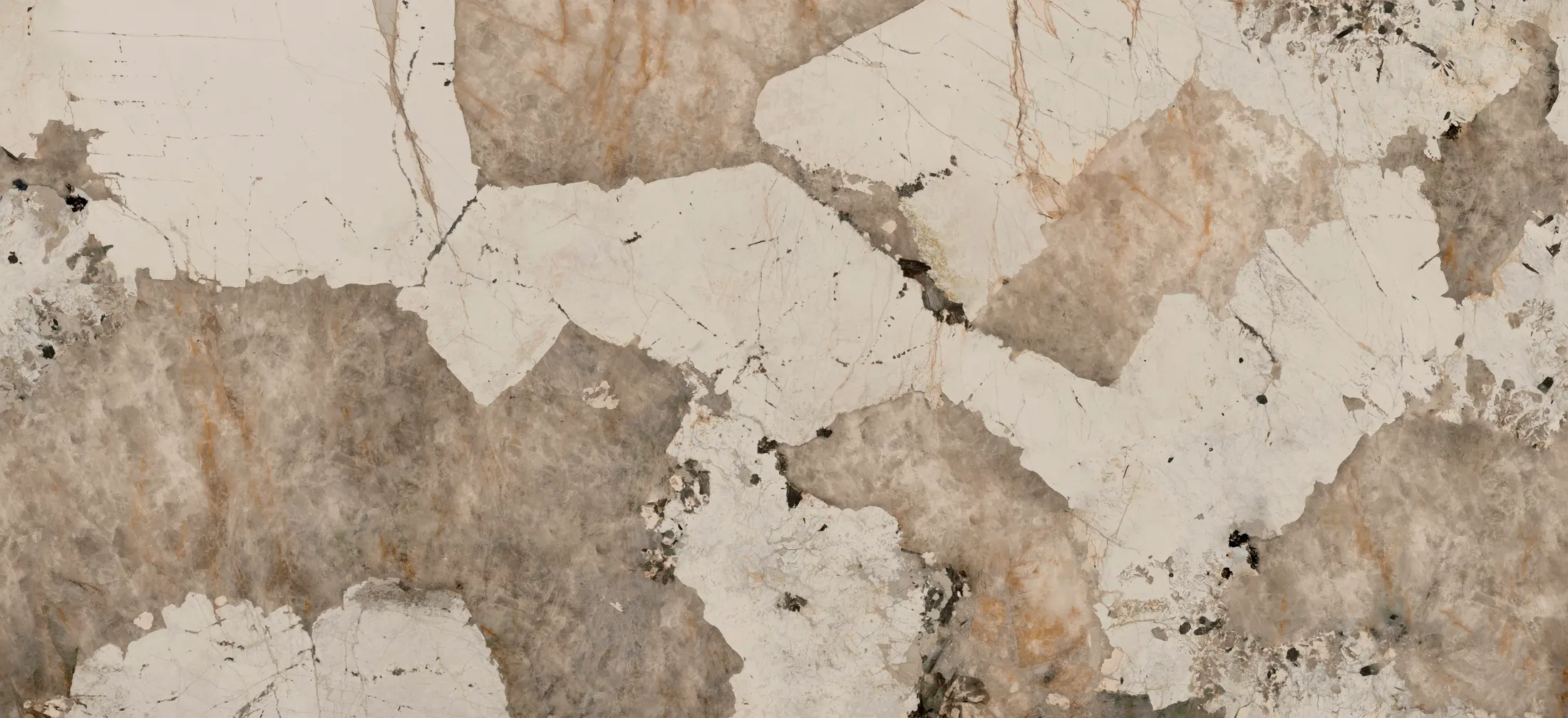 Close view of pale stone with natural veining and fissures